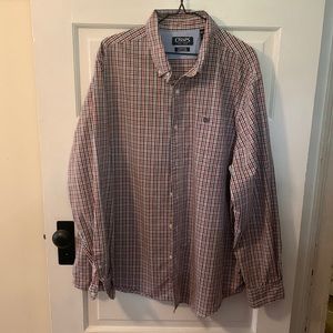Men’s button down ls shirt CHAPS size XXL, plaid, cotton stretch